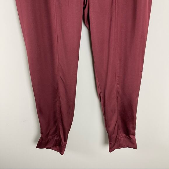 NWT Loft red burgundy rust satin high waisted ankle jogger pants 10 - Picture 3 of 7